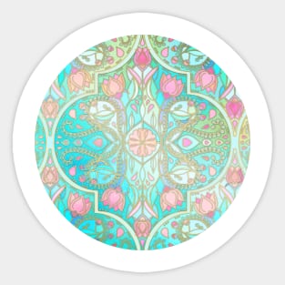 Floral Moroccan in Spring Pastels - Aqua, Pink, Mint & Peach Sticker